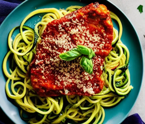 EGGPLANT PARMESAN W/ZUCCHINI NOODLES