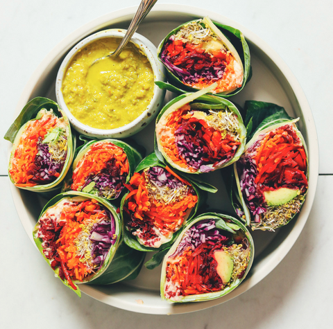 VIBRANT COLLARD WRAPS WITH CURRY TAHINI